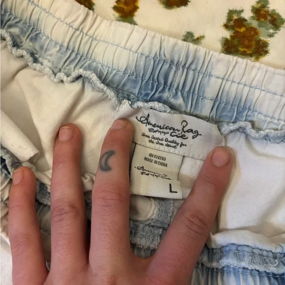 American Rag Off-White and Blue 100% Cotton Joggers Size L - Picture 9 of 16